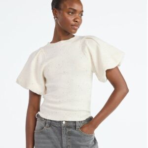 Scoop Women's Sequin Sweater Top with Puff Sleeves in Size L (12-14)